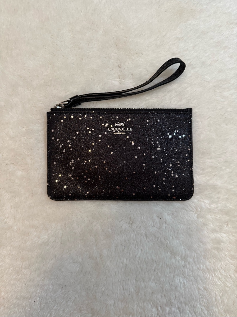 NWOT Coach Black Star Glitter Wristlet